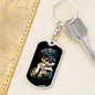 Police Skull Keychain Stainless Steel or 18k Gold Dog Tag Keyring-Express Your Love Gifts