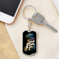 Police Skull Keychain Stainless Steel or 18k Gold Dog Tag Keyring-Express Your Love Gifts