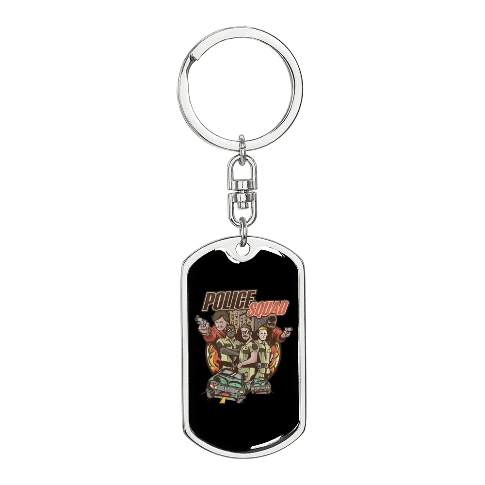Police Squad Keychain Stainless Steel or 18k Gold Dog Tag Keyring-Express Your Love Gifts