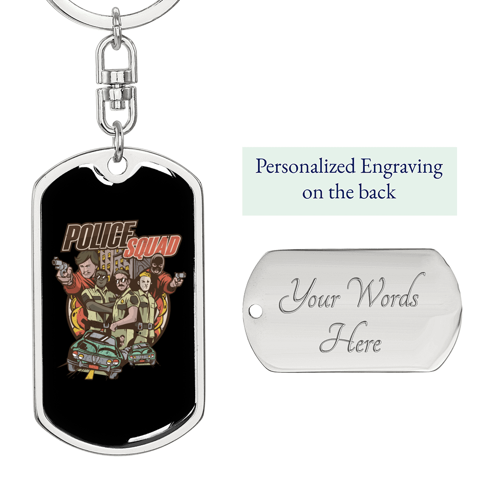 Police Squad Keychain Stainless Steel or 18k Gold Dog Tag Keyring-Express Your Love Gifts