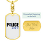 Police Wife Plain Keychain Stainless Steel or 18k Gold Dog Tag Keyring-Express Your Love Gifts