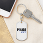 Police Wife Plain Keychain Stainless Steel or 18k Gold Dog Tag Keyring-Express Your Love Gifts