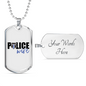 Police Wife Plain Necklace Stainless Steel or 18k Gold Dog Tag 24"-Express Your Love Gifts