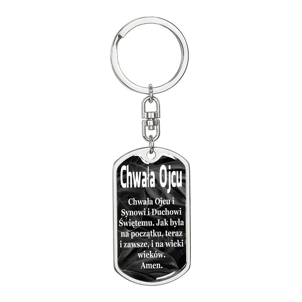 Polish Catholic Glory Be Swivel Keychain Dog Tag Stainless Steel or 18k Gold-Express Your Love Gifts
