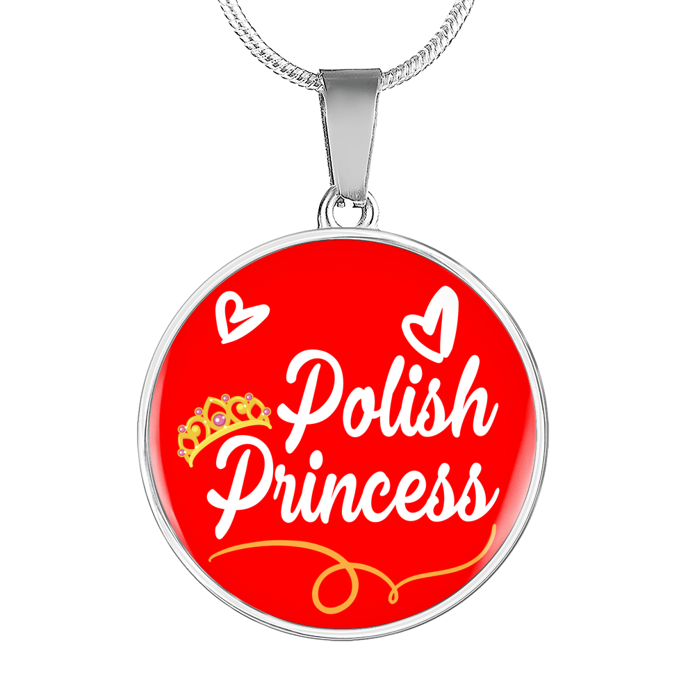 Polish Princess Circle Pendant Stainless Steel or 18k Gold 18-22"-Express Your Love Gifts