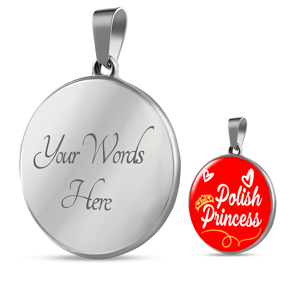 Polish Princess Circle Pendant Stainless Steel or 18k Gold 18-22"-Express Your Love Gifts