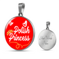 Polish Princess Circle Pendant Stainless Steel or 18k Gold 18-22"-Express Your Love Gifts