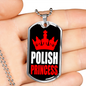 Polish Princess Dog Tag Stainless Steel or 18k Gold 24" Chain-Express Your Love Gifts