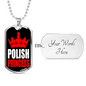 Polish Princess Dog Tag Stainless Steel or 18k Gold 24" Chain-Express Your Love Gifts