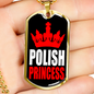 Polish Princess Dog Tag Stainless Steel or 18k Gold 24" Chain-Express Your Love Gifts