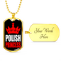 Polish Princess Dog Tag Stainless Steel or 18k Gold 24" Chain-Express Your Love Gifts