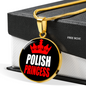 Polish Princess Necklace Circle Pendant Stainless Steel or 18k Gold 18-22"-Express Your Love Gifts