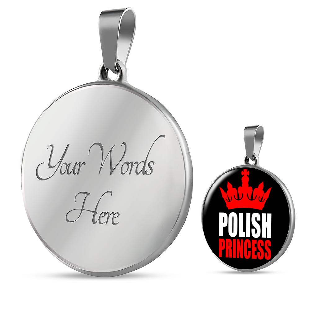 Polish Princess Necklace Circle Pendant Stainless Steel or 18k Gold 18-22"-Express Your Love Gifts