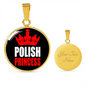 Polish Princess Necklace Circle Pendant Stainless Steel or 18k Gold 18-22"-Express Your Love Gifts