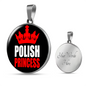 Polish Princess Necklace Circle Pendant Stainless Steel or 18k Gold 18-22"-Express Your Love Gifts