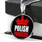 Polish Princess Necklace Circle Pendant Stainless Steel or 18k Gold 18-22"-Express Your Love Gifts
