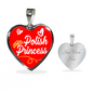 Polish Princess Necklace Stainless Steel or 18k Gold Heart Pendant 18-22"-Express Your Love Gifts