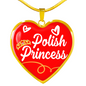 Polish Princess Necklace Stainless Steel or 18k Gold Heart Pendant 18-22"-Express Your Love Gifts