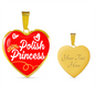 Polish Princess Necklace Stainless Steel or 18k Gold Heart Pendant 18-22"-Express Your Love Gifts