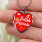 Polish Princess Necklace Stainless Steel or 18k Gold Heart Pendant 18-22"-Express Your Love Gifts