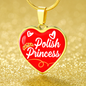Polish Princess Necklace Stainless Steel or 18k Gold Heart Pendant 18-22"-Express Your Love Gifts