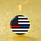 Political Thin Blue Red Line Circle Necklace Stainless Steel or 18k Gold 18-22"-Express Your Love Gifts