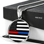 Political Thin Blue Red Line Circle Necklace Stainless Steel or 18k Gold 18-22"-Express Your Love Gifts