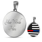 Political Thin Blue Red Line Circle Necklace Stainless Steel or 18k Gold 18-22"-Express Your Love Gifts