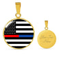 Political Thin Blue Red Line Circle Necklace Stainless Steel or 18k Gold 18-22"-Express Your Love Gifts