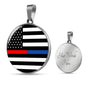 Political Thin Blue Red Line Circle Necklace Stainless Steel or 18k Gold 18-22"-Express Your Love Gifts