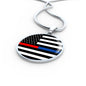 Political Thin Blue Red Line Circle Necklace Stainless Steel or 18k Gold 18-22"-Express Your Love Gifts