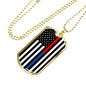 Political Thin Blue Red Line Dog Tag Stainless Steel or 18k Gold Finish 24-Express Your Love Gifts