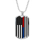 Political Thin Blue Red Line Dog Tag Stainless Steel or 18k Gold Finish 24-Express Your Love Gifts