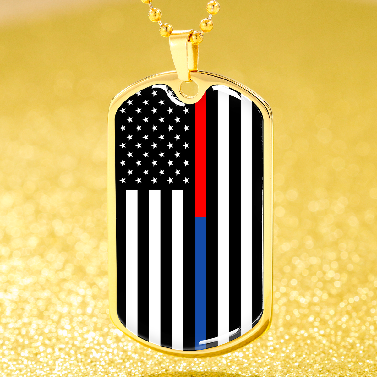Political Thin Blue Red Line Dog Tag Stainless Steel or 18k Gold Finish 24-Express Your Love Gifts