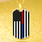 Political Thin Blue Red Line Dog Tag Stainless Steel or 18k Gold Finish 24-Express Your Love Gifts