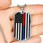 Political Thin Blue Red Line Dog Tag Stainless Steel or 18k Gold Finish 24-Express Your Love Gifts