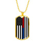 Political Thin Blue Red Line Dog Tag Stainless Steel or 18k Gold Finish 24-Express Your Love Gifts
