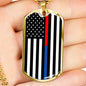 Political Thin Blue Red Line Dog Tag Stainless Steel or 18k Gold Finish 24-Express Your Love Gifts
