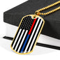 Political Thin Blue Red Line Dog Tag Stainless Steel or 18k Gold Finish 24-Express Your Love Gifts