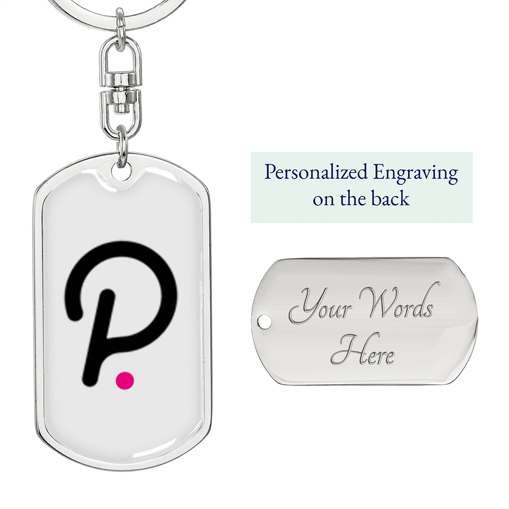 Polkadot (DOT) Crypto Cryptocurrency Keychain Stainless Steel or 18k Gold Dog Tag Keyring-Express Your Love Gifts
