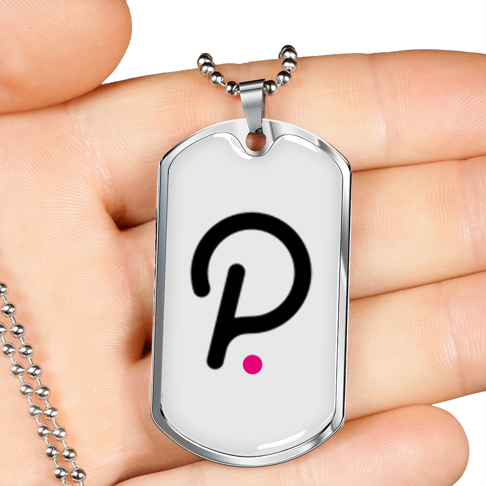 Polkadot (DOT) Crypto Necklace Stainless Steel or 18k Gold Dog Tag 24" Chain-Express Your Love Gifts