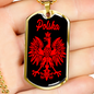 Polska Poland Eagle Dog Tag Stainless Steel or 18k Gold 24" Chain-Express Your Love Gifts