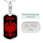 Polska Poland Eagle Swivel Keychain Dog Tag Stainless Steel or 18k Gold-Express Your Love Gifts
