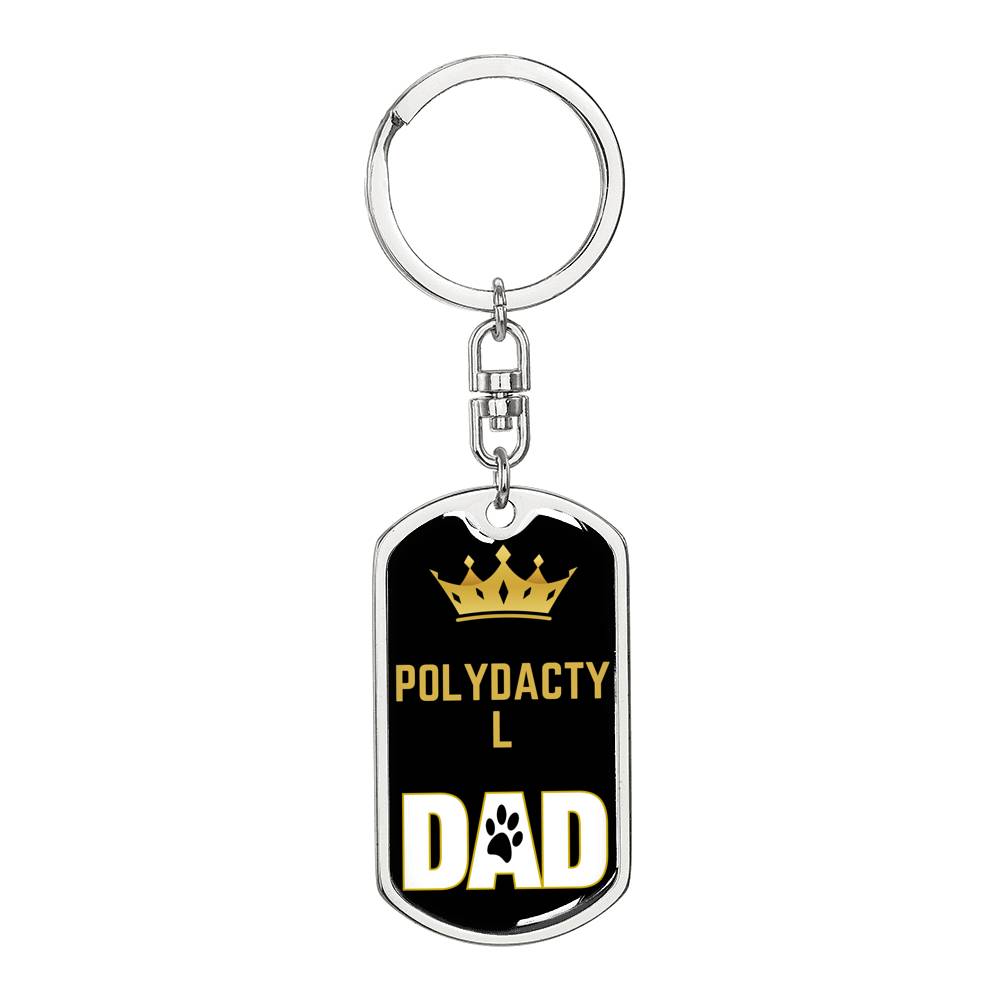 Polydactyl Cat Dad King Keychain Stainless Steel or 18k Gold-Express Your Love Gifts