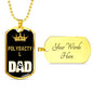 Polydactyl Cat Dad Necklace Stainless Steel or 18k Gold Dog Tag 24" Chain-Express Your Love Gifts
