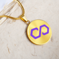 Polygon (MATIC) Circle Necklace Stainless Steel or 18k Gold 18-22"-Express Your Love Gifts