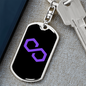 Polygon (MATIC) Crypto Cryptocurrency Keychain Stainless Steel or 18k Gold Dog Tag Keyring-Express Your Love Gifts
