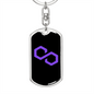 Polygon (MATIC) Crypto Cryptocurrency Keychain Stainless Steel or 18k Gold Dog Tag Keyring-Express Your Love Gifts