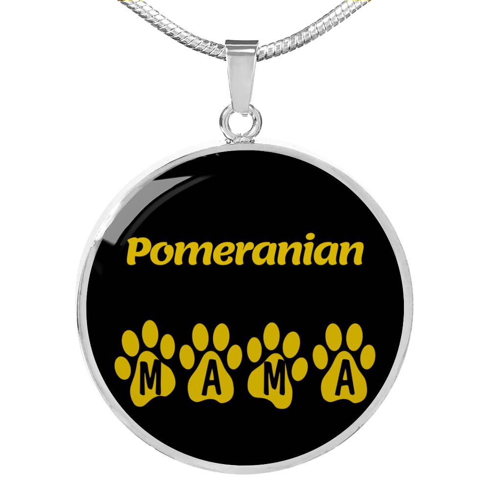 Pomeranian Mama Circle Necklace Stainless Steel or 18k Gold 18-22" Dog Owner Lover-Express Your Love Gifts