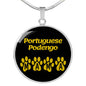 Portuguese Podengo Mama Circle Necklace Stainless Steel or 18k Gold 18-22" Dog Owner Lover-Express Your Love Gifts